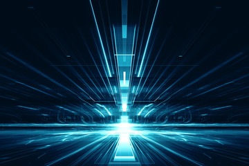 Wall Mural - 3d abstract lens flare space or time travel concept background