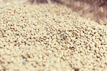 Poster - close up of unroasted coffee beans in basket