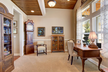 Wall Mural - Home office with vintage furniture and carpet floor