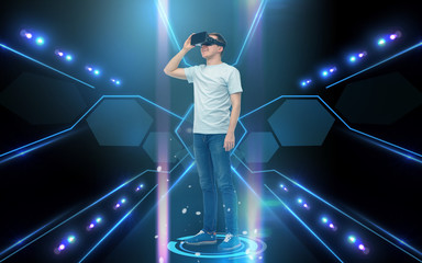Wall Mural - happy man in virtual reality headset or 3d glasses