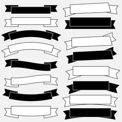 Old ribbon banner black and white vector