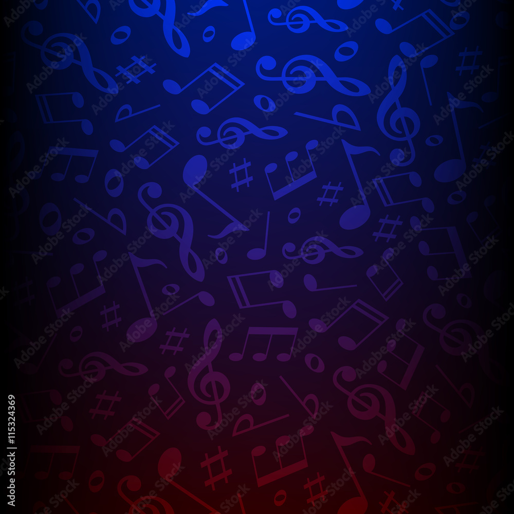Isolated dark color musical notes vector background. Melody vector  illustration. Classic music pattern wallpaper. Stock Vector | Adobe Stock, image size:1000x1000