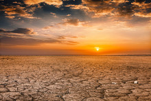 Cracked Earth Soil Sunset Landscape