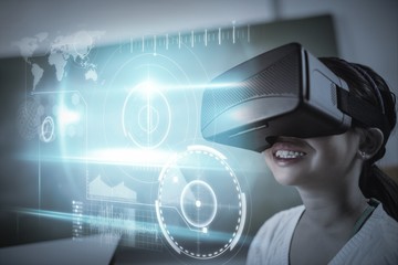 Poster - Composite image of blue technology interface with glow