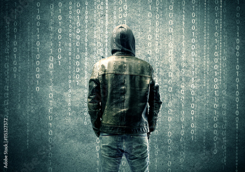 Fotografía Angry mysterious hacker with numbers