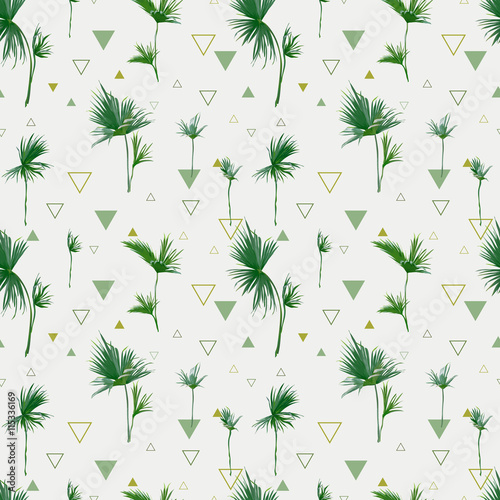 Naklejka na meble Seamless Pattern. Tropical Palm Leaves Background. Geometric Abstract Background