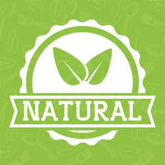 Sticker - Natural and organic product concept represented by leaf over seal stamp icon. Colorfull illustration. 