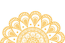 Flat Design Circular Decorative Line Half Mandala Icon Vector Illustration