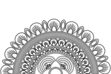 flat design circular decorative line half mandala icon vector illustration