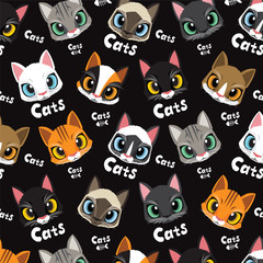 Wall Mural - Love Cute Cats Pattern