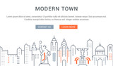 Fototapeta Miasto - Website Banner and Landing Page Modern Town