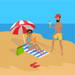© robu_s - Summer Vacation on Tropical Beach Illustration