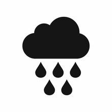 Cloud With Rain Drops Icon In Simple Style Isolated Vector Illustration