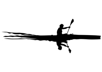 Athletes whit kayak on white background