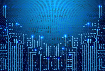 Wall Mural - Electronic circuit and  binary code