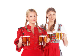 Wall Mural - Oktoberfest women with beer