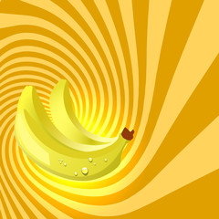 Sticker - Striped spiral banana patisserie background.