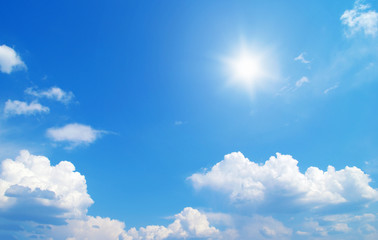 sun in blue sky.