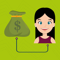 woman and bag money isolated icon design, vector illustration  graphic 