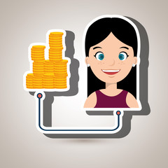 woman and currency isolated icon design, vector illustration  graphic 