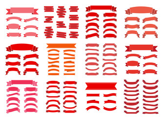 Wall Mural - red ribbon banners set. beautiful blank for decoration graphic. old vintage style flat design. premi