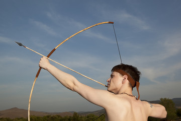 Wall Mural - Robin Hood. Archer with arrow and long bow