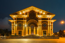 The Eastern Architecture Of The Summer Theater In The Seaside Park In The Evening Lights