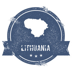 Wall Mural - Lithuania mark. Travel rubber stamp with the name and map of Lithuania, vector illustration. Can be used as insignia, logotype, label, sticker or badge of the country.