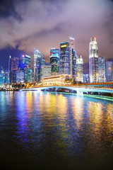 Wall Mural - Singapore financial district at the night