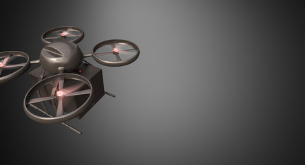 Wall Mural - carbon material generic design remote control air drone flying black box under empty surface.blank g
