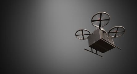 Wall Mural - carbon material generic design remote control air drone flying black box under empty surface.blank g