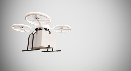 Wall Mural - medicine generic design remote control air drone flying white box under empty surface.blank light ba
