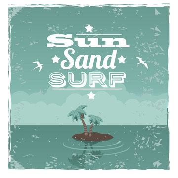 
Summer sun sand surf poster. Eps 10.