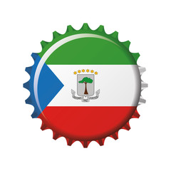 National flag of Equatorial Guinea on a bottle cap. Vector Illus