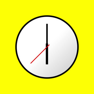 Clock icon, Vector illustration, flat design. Easy to use and edit. EPS10. Yellow background.