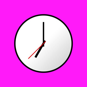 Clock icon, Vector illustration, flat design. Easy to use and edit. EPS10. Pink background.