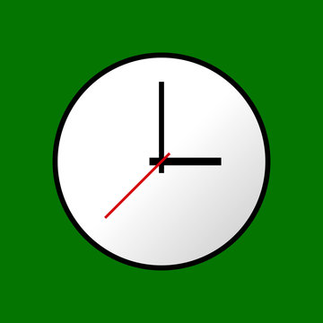 Clock icon, Vector illustration, flat design. Easy to use and edit. EPS10. Green background.