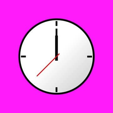 Clock icon, Vector illustration, flat design. Easy to use and edit. EPS10. Pink background.