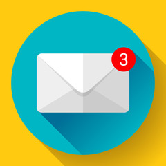 Wall Mural - Envelope Mail Icon new letter sms message notification Flat 2.0 design style.