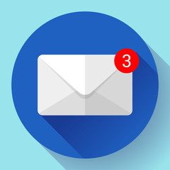 Wall Mural - Envelope Mail Icon new letter sms message notification Flat 2.0 design style.