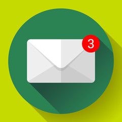 Wall Mural - Envelope Mail Icon new letter sms message notification Flat 2.0 design style.
