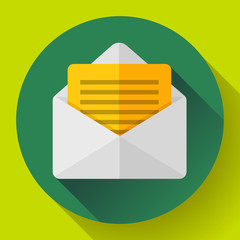 Wall Mural - Open Envelope Mail Icon new letter message notification Flat 2.0 design style.