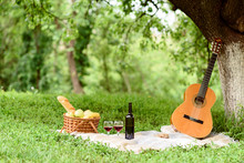 Musical Instrument With Elegant Drink In Nature