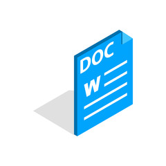 Poster - Text file format DOC icon in isometric 3d style isolated on white background