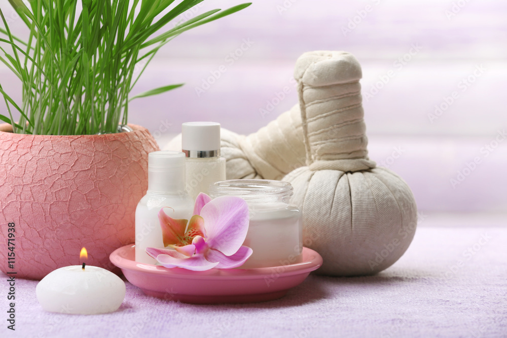 Spa composition on wooden background