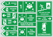 Set of emergency exit Sign (fire exit, emergency exit, fire assembly point, evacuation lane).
