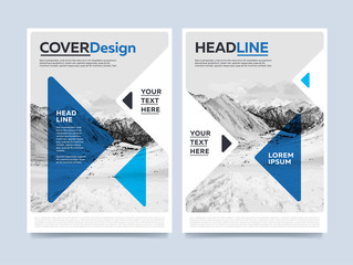 Wall Mural - Brochure cover presentation design template vector. Blue annual report abstract flat background. Leaflet layout. Corporate document. Business booklet concept.