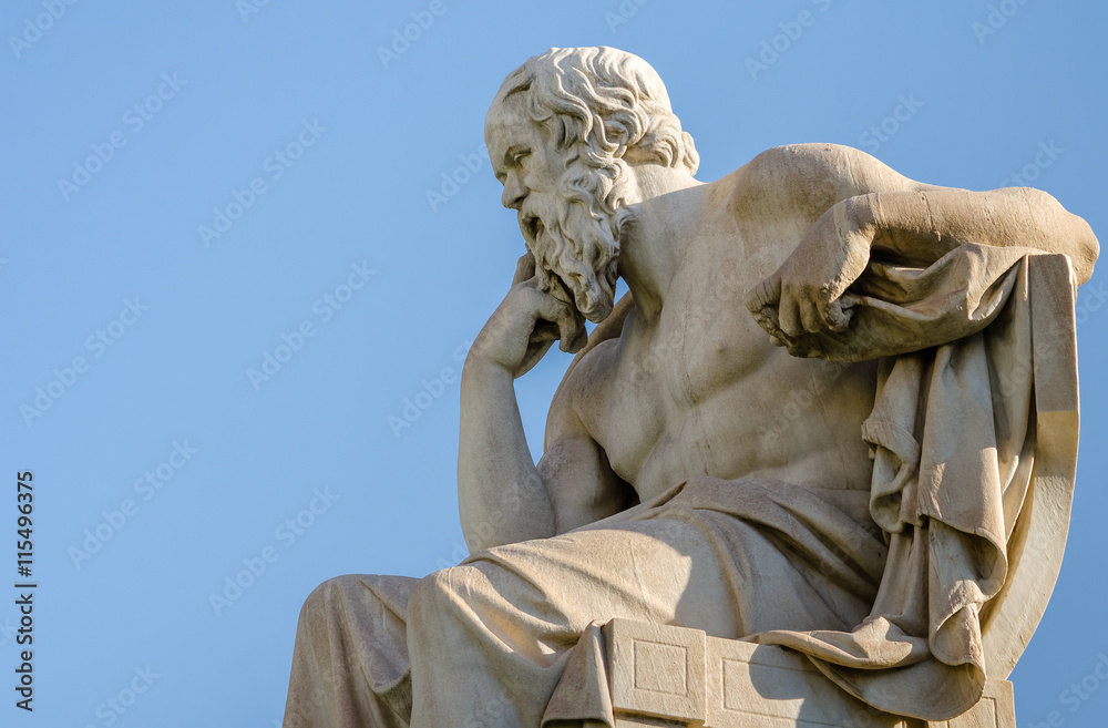 Close Up Statue of the Philosopher Socrates  - obrazy, fototapety, plakaty 
