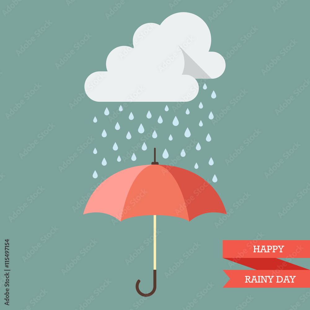 Cloud with Rain drop on umbrella - obrazy, fototapety, plakaty 