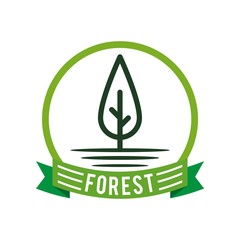 Poster - Forest logo and tree pine green vector